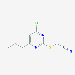 molecular formula C9H10ClN3S B8742259 2-((4-Chloro-6-propylpyrimidin-2-yl)thio)acetonitrile CAS No. 56605-42-6