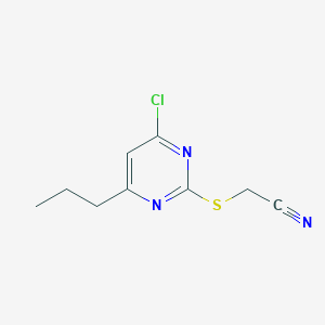 molecular formula C9H10ClN3S B8742259 Acetonitrile, [(4-chloro-6-propyl-2-pyrimidinyl)thio]- CAS No. 56605-42-6