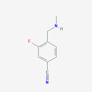 molecular formula C9H9FN2 B8743109 3-Fluoro-4-[(methylamino)methyl]benzonitrile 