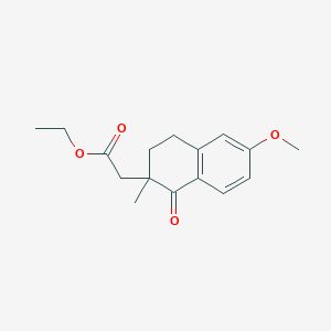 molecular formula C16H20O4 B8743475 Ethyl 2-(6-methoxy-2-methyl-1-oxo-1,2,3,4-tetrahydronaphthalen-2-yl)acetate 