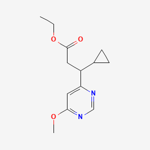 molecular formula C13H18N2O3 B8743686 Ethyl 3-cyclopropyl-3-(6-methoxypyrimidin-4-yl)propanoate 
