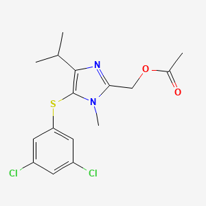 molecular formula C16H18Cl2N2O2S B8743738 (5-(3,5-Dichlorophenylthio)-4-isopropyl-1-methyl-1H-imidazol-2-yl)methanol acetate CAS No. 178979-30-1