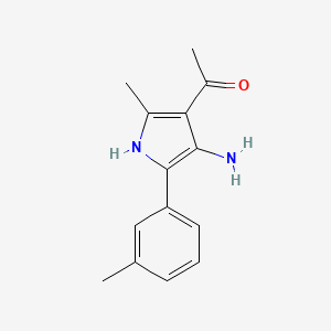 molecular formula C14H16N2O B8744038 Ethanone, 1-(4-amino-2-methyl-5-(3-methylphenyl)-1H-pyrrol-3-YL)- CAS No. 56463-70-8