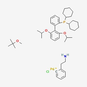 molecular formula C43H65ClNO3PPd B8745620 chloropalladium(1+);dicyclohexyl-[2-[2,6-di(propan-2-yloxy)phenyl]phenyl]phosphane;2-methoxy-2-methylpropane;2-phenylethanamine 