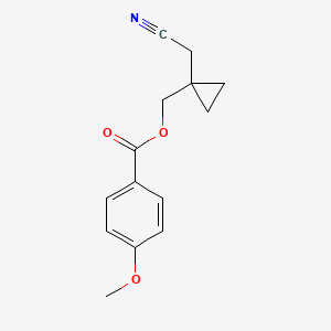 molecular formula C14H15NO3 B8746758 1-(p-Methoxybenzoyloxymethyl)cyclopropane-1-acetonitrile 
