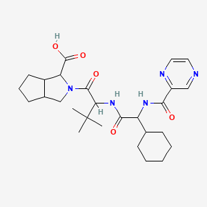 molecular formula C27H39N5O5 B8747335 2-[2-[[2-cyclohexyl-2-(pyrazine-2-carbonylamino)acetyl]amino]-3,3-dimethylbutanoyl]-3,3a,4,5,6,6a-hexahydro-1H-cyclopenta[c]pyrrole-3-carboxylic acid 