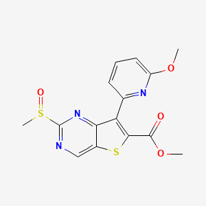 molecular formula C15H13N3O4S2 B8747419 Methyl 7-(6-methoxypyridin-2-yl)-2-(methylsulfinyl)thieno[3,2-d]pyrimidine-6-carboxylate 