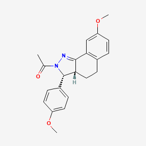 molecular formula C21H22N2O3 B8748003 (3R,3aR)-rel-2-acetyl-3,3a,4,5-tetrahydro-3-(4-methoxyphenyl)-8-methoxy-2H-benz[g]indazole 