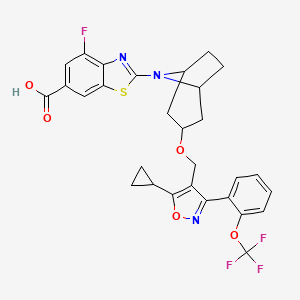 molecular formula C29H25F4N3O5S B8748030 2-(3-((5-Cyclopropyl-3-(2-(trifluoromethoxy)phenyl)isoxazol-4-yl)methoxy)-8-azabicyclo[3.2.1]octan-8-yl)-4-fluorobenzo[d]thiazole-6-carboxylic acid 