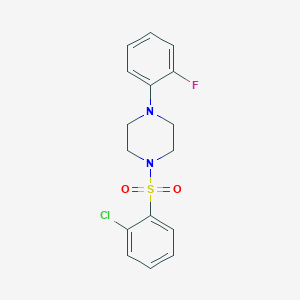 molecular formula C16H16ClFN2O2S B8748311 1-[(2-Chlorophenyl)sulfonyl]-4-(2-fluorophenyl)piperazine 