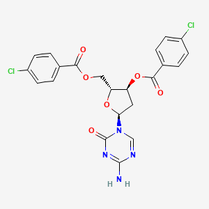 molecular formula C22H18Cl2N4O6 B8748312 1,3,5-Triazin-2(1H)-one, 4-amino-1-[3,5-bis-O-(4-chlorobenzoyl)-2-deoxy--D-erythro-pentofuranosyl]- 