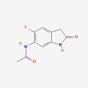 molecular formula C10H9FN2O2 B8748877 ACETAMIDE,N-(5-FLUORO-2,3-DIHYDRO-2-OXO-1H-INDOL-6-YL)- 
