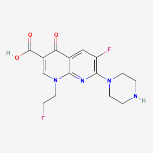 molecular formula C15H16F2N4O3 B8749294 1,8-Naphthyridine-3-carboxylic acid, 1,4-dihydro-6-fluoro-1-(2-fluoroethyl)-4-oxo-7-(1-piperazinyl)- CAS No. 84209-34-7