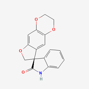 molecular formula C17H13NO4 B8750113 Spiro[furo[2,3-g]-1,4-benzodioxin-8(7H),3'-[3H]indol]-2'(1'H)-one, 2,3-dihydro-, (3'R)- 