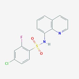 molecular formula C15H10ClFN2O2S B8750416 4-Chloro-2-fluoro-N-quinolin-8-yl-benzenesulfonamide 