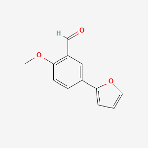 molecular formula C12H10O3 B8750479 5-(Furan-2-yl)-2-methoxybenzaldehyde 