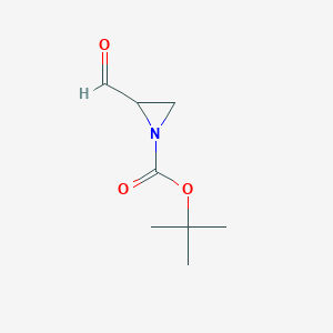 molecular formula C8H13NO3 B8750631 tert-Butyl 2-formylaziridine-1-carboxylate 