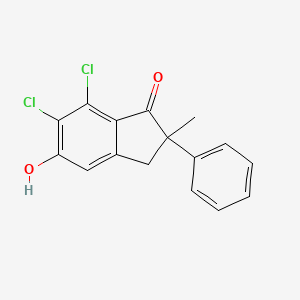 molecular formula C16H12Cl2O2 B8751100 6,7-Dichloro-5-hydroxy-2-methyl-2-phenylindan-1-one CAS No. 57509-50-9