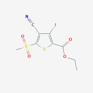 molecular formula C9H8INO4S2 B8751570 Ethyl 4-cyano-3-iodo-5-(methylsulfonyl)thiophene-2-carboxylate 
