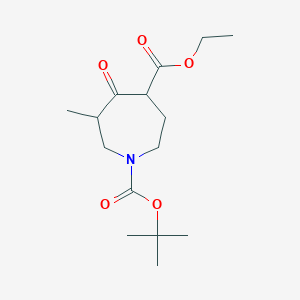 molecular formula C15H25NO5 B8752461 1-Tert-butyl 4-ethyl 6-methyl-5-oxoazepane-1,4-dicarboxylate 