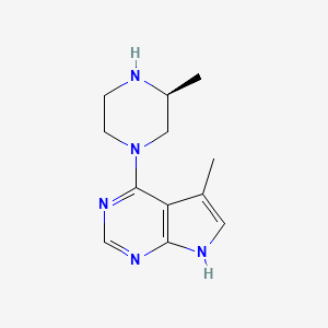 molecular formula C12H17N5 B8752481 (S)-5-methyl-4-(3-methylpiperazin-1-yl)-7H-pyrrolo[2,3-d]pyrimidine 