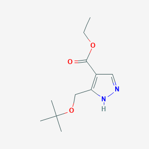 molecular formula C11H18N2O3 B8752550 Ethyl 3-(tert-butoxymethyl)-1H-pyrazole-4-carboxylate 
