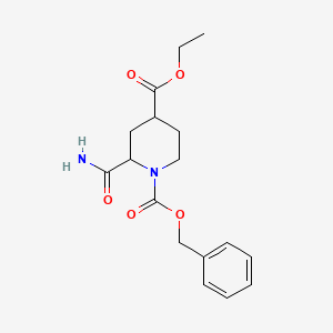molecular formula C17H22N2O5 B8752589 1-Benzyl 4-ethyl 2-carbamoylpiperidine-1,4-dicarboxylate 