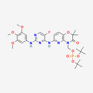molecular formula C31H42FN6O9P B8752718 Di-tert-butyl ((6-((5-fluoro-2-((3,4,5-trimethoxyphenyl)amino)pyrimidin-4-yl)amino)-2,2-dimethyl-3-oxo-2H-pyrido[3,2-b][1,4]oxazin-4(3H)-yl)methyl) phosphate 