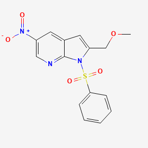 molecular formula C15H13N3O5S B8752819 1H-Pyrrolo[2,3-b]pyridine, 2-(methoxymethyl)-5-nitro-1-(phenylsulfonyl)- 