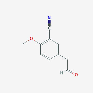 molecular formula C10H9NO2 B8753072 2-Methoxy-5-(2-oxoethyl)benzonitrile 