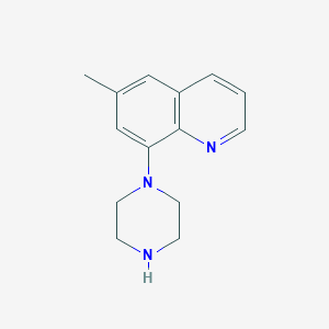 molecular formula C14H17N3 B8753295 6-Methyl-8-(piperazin-1-yl)quinoline 