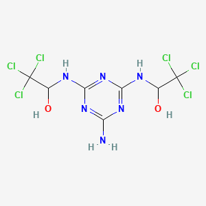 molecular formula C7H8Cl6N6O2 B8754061 1,1'-((6-Amino-1,3,5-triazine-2,4-diyl)bis(azanediyl))bis(2,2,2-trichloroethanol) CAS No. 2797-59-3