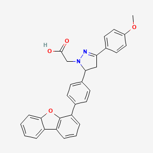 1H-Pyrazole-1-acetic acid, 5-[4-(4-dibenzofuranyl)phenyl]-4,5-dihydro-3-(4-methoxyphenyl)-
