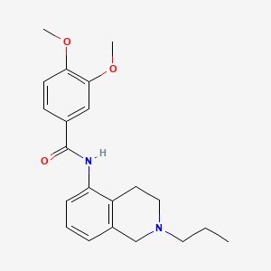 molecular formula C21H26N2O3 B8754746 Benzamide, 3,4-dimethoxy-N-(1,2,3,4-tetrahydro-2-propylisoquinolin-5-yl)- CAS No. 37481-32-6