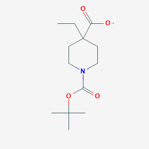 molecular formula C13H22NO4- B8755024 1,4-Piperidinedicarboxylic acid, 4-ethyl-, 1-(1,1-dimethylethyl) ester 