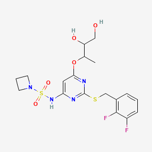 molecular formula C18H22F2N4O5S2 B8755508 N-[2-[(2,3-difluorophenyl)methylsulfanyl]-6-(3,4-dihydroxybutan-2-yloxy)pyrimidin-4-yl]azetidine-1-sulfonamide 