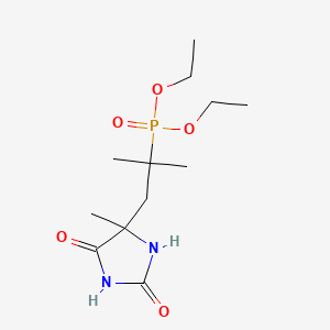 molecular formula C12H23N2O5P B8755700 Diethyl (1,1-dimethyl-2-(4-methyl-2,5-dioxoimidazolidin-4-yl)ethyl)phosphonate CAS No. 65884-79-9