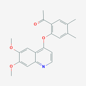 molecular formula C21H21NO4 B8756324 1-{2-[(6,7-Dimethoxy-4-quinolyl)oxy]-4,5-dimethylphenyl}-1-ethanone 