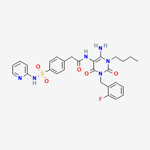 molecular formula C28H29FN6O5S B8756370 N-(6-Amino-1-butyl-3-(2-fluorobenzyl)-2,4-dioxo-1,2,3,4-tetrahydropyrimidin-5-yl)-2-(4-(N-(pyridin-2-yl)sulfamoyl)phenyl)acetamide CAS No. 748149-28-2