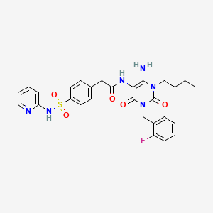 N-{6-Amino-1-butyl-3-[(2-fluorophenyl)methyl]-2,4-dioxo-1,2,3,4-tetrahydropyrimidin-5-yl}-2-{4-[(pyridin-2-yl)sulfamoyl]phenyl}acetamide