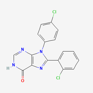 molecular formula C17H10Cl2N4O B8756781 8-(2-Chlorophenyl)-9-(4-chlorophenyl)-9H-purin-6-ol 