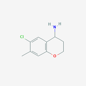 molecular formula C10H12ClNO B8757455 6-Chloro-7-methyl-3,4-dihydro-2H-1-benzopyran-4-amine 