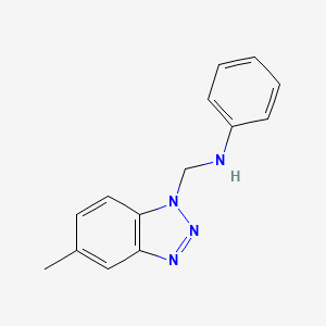 molecular formula C14H14N4 B8757478 5-Methyl-1-anilinomethylbenzotriazole 
