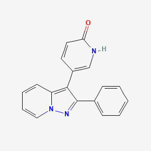molecular formula C18H13N3O B8757564 2(1H)-Pyridinone, 5-(2-phenylpyrazolo[1,5-a]pyridin-3-yl)- CAS No. 131185-46-1