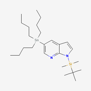 molecular formula C25H46N2SiSn B8757854 1-(tert-Butyldimethylsilyl)-5-(tributylstannyl)-7-azaindole 