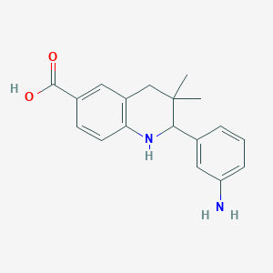 molecular formula C18H20N2O2 B8757961 2-(3-Aminophenyl)-3,3-dimethyl-1,2,3,4-tetrahydroquinoline-6-carboxylic acid 
