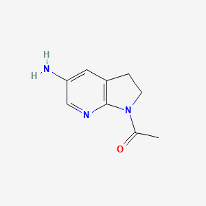 molecular formula C9H11N3O B8758086 1-Acetyl-5-amino-2,3-dihydro-1H-pyrrolo[2,3-b]pyridine 