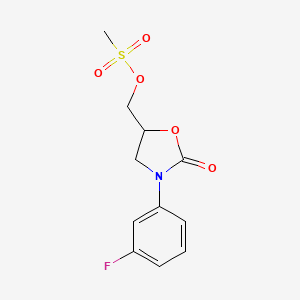molecular formula C11H12FNO5S B8758375 [3-(3-Fluorophenyl)-2-oxo-1,3-oxazolidin-5-YL]methyl methanesulfonate 