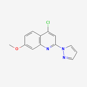molecular formula C13H10ClN3O B8759030 4-Chloro-7-methoxy-2-(1H-pyrazol-1-yl)quinoline CAS No. 918662-51-8