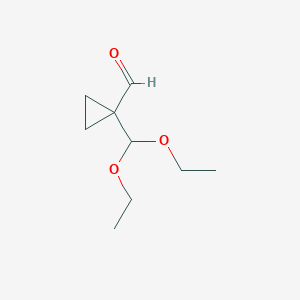 molecular formula C9H16O3 B8759149 1-(Diethoxymethyl)cyclopropane-1-carbaldehyde CAS No. 400709-86-6